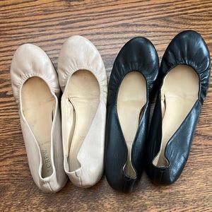 J. Crew Ballet flats shoes, 2 pairs, black and cream, size 9